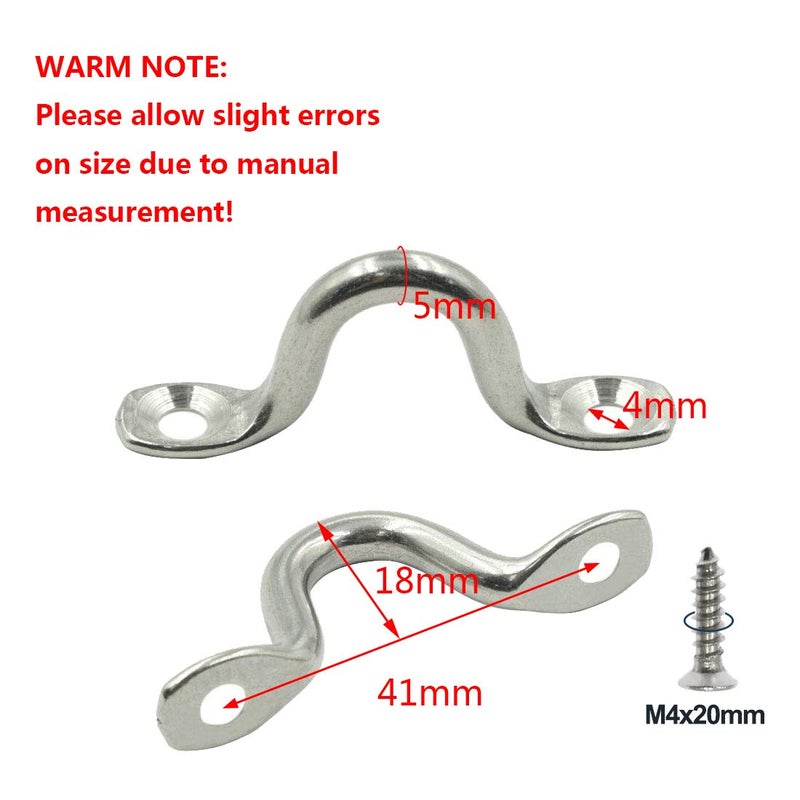 Hxchen 20Pcs M5 316 Stainless Steel Bimini Boat Top PAD Eye, Eye Straps, Tie Down, Kayak Deck Loops, Tie Down Anchor Point, footman's Loop for Kayak Canoe Rigging - Image 2
